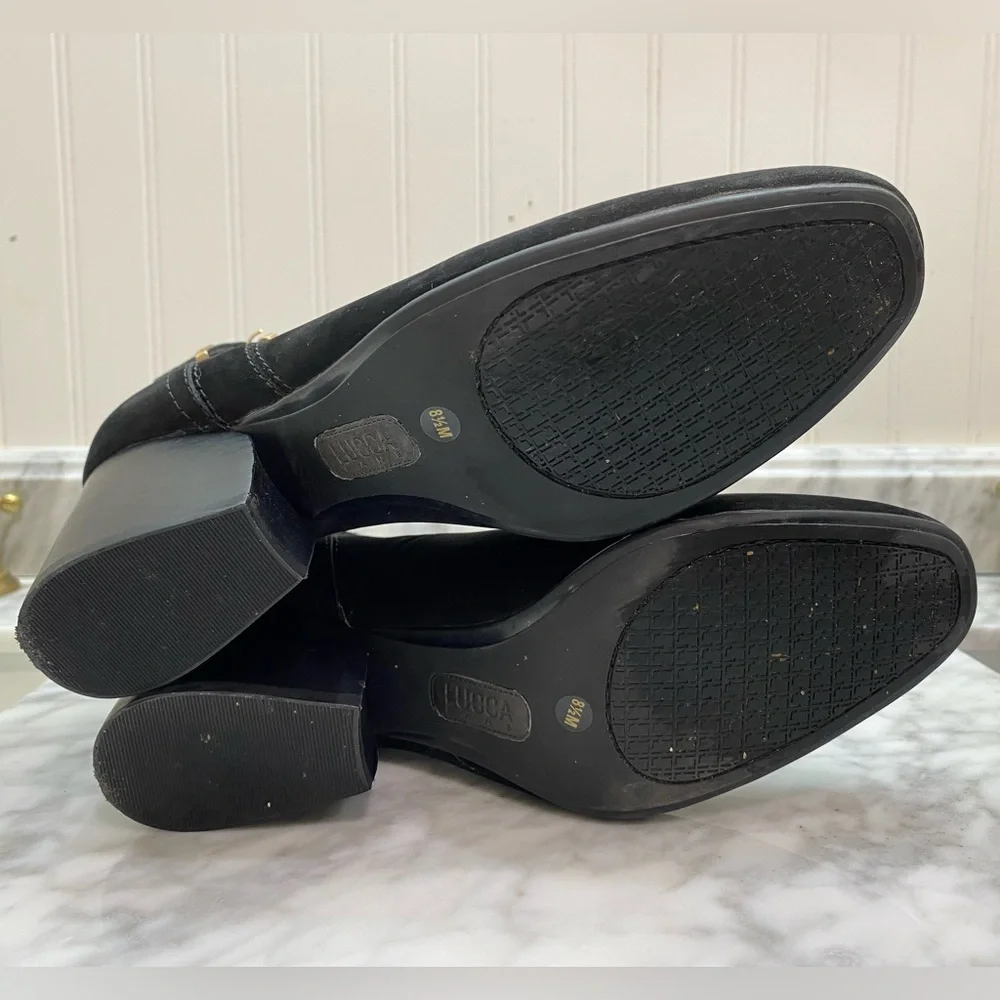 Lucca Lane Paydena size 8.5 Black Ankle Boots with Buckle Detail leather